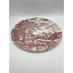 Vintage Johnson Bros. Made in England Cotswold Pink Oval Serving Platter Decor